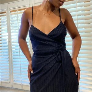 Zara | Full-length pinstripe wrap dress